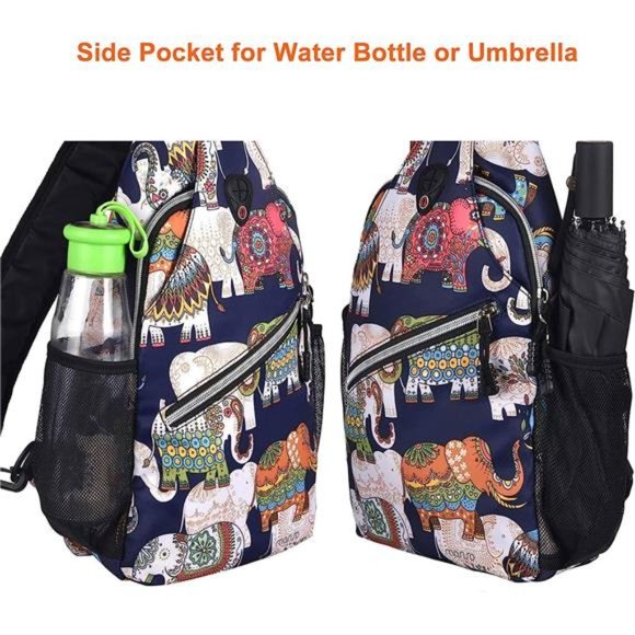 Sling Backpack,Travel Hiking Daypack Pattern Rope Crossbody ShoulderBag,Elephant main image 5